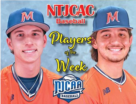 Mazon, Wallace claim NTJCAC Baseball Players of the Week honors
