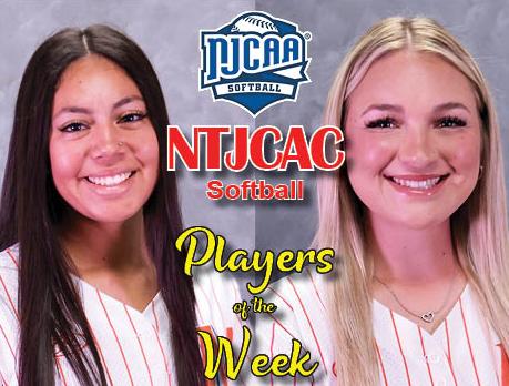 Hornback, Reyes selected NTJCAC Softball Players of the Week